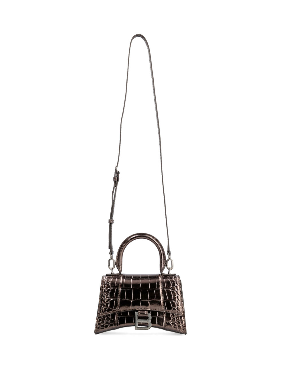 Hourglass XS crocodile-effect leather bag | Balenciaga